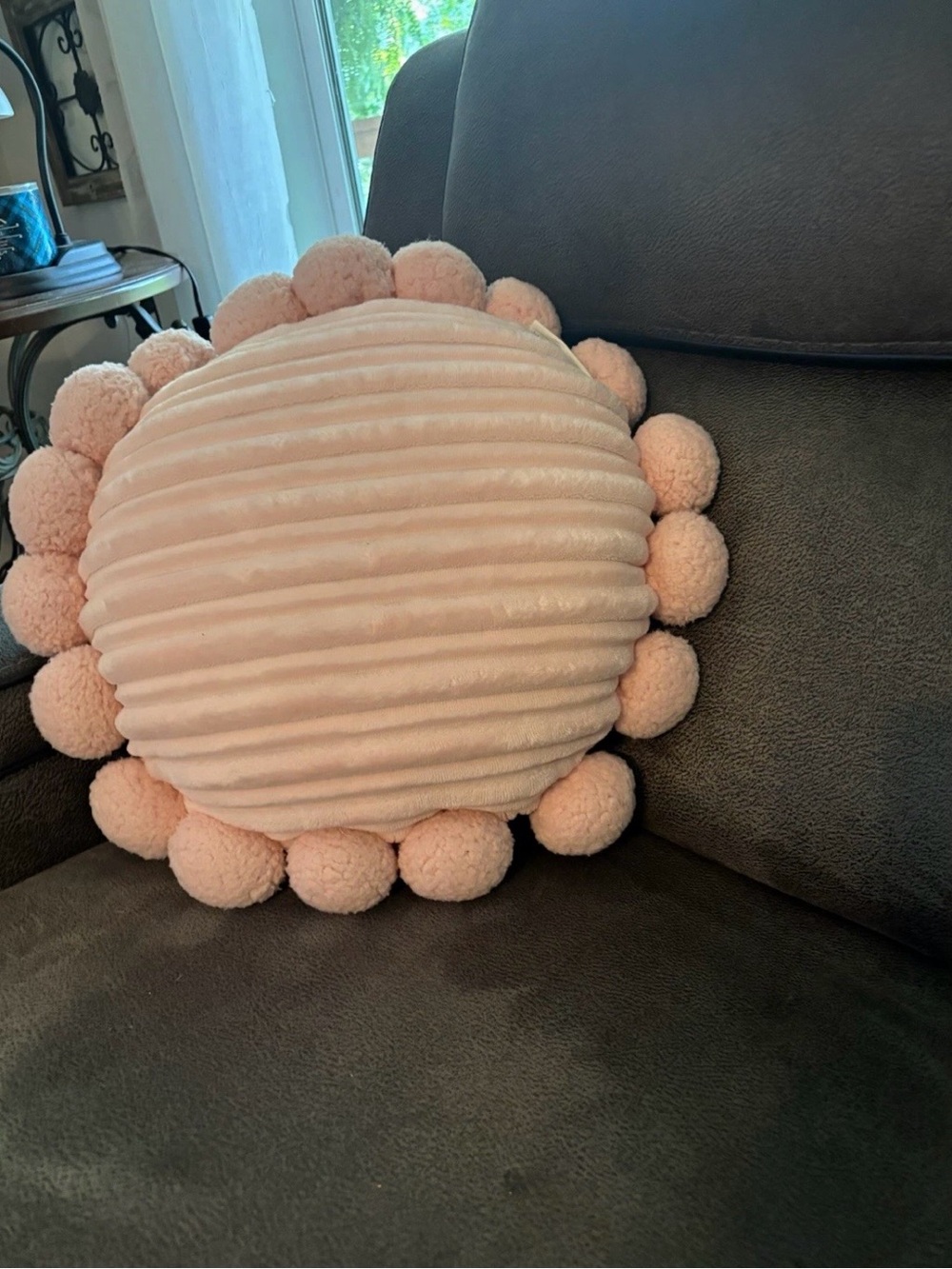 Koolaburra Round Pink Pom Pom Decorative Pillow